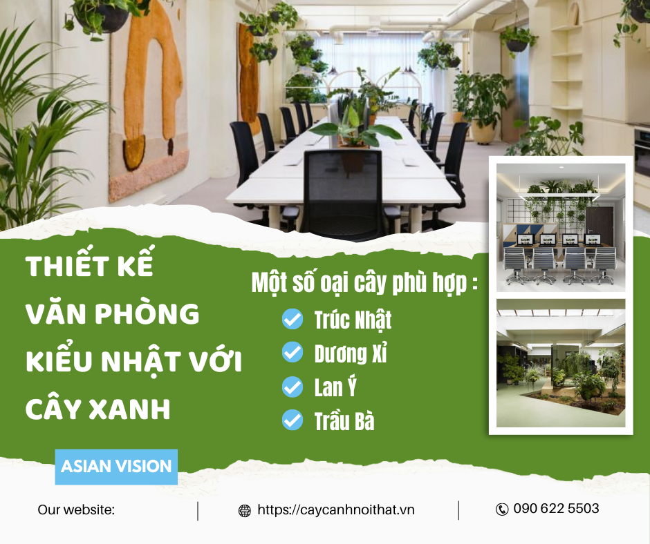Thiết kế văn phòng kiểu Nhật với cây xanh
